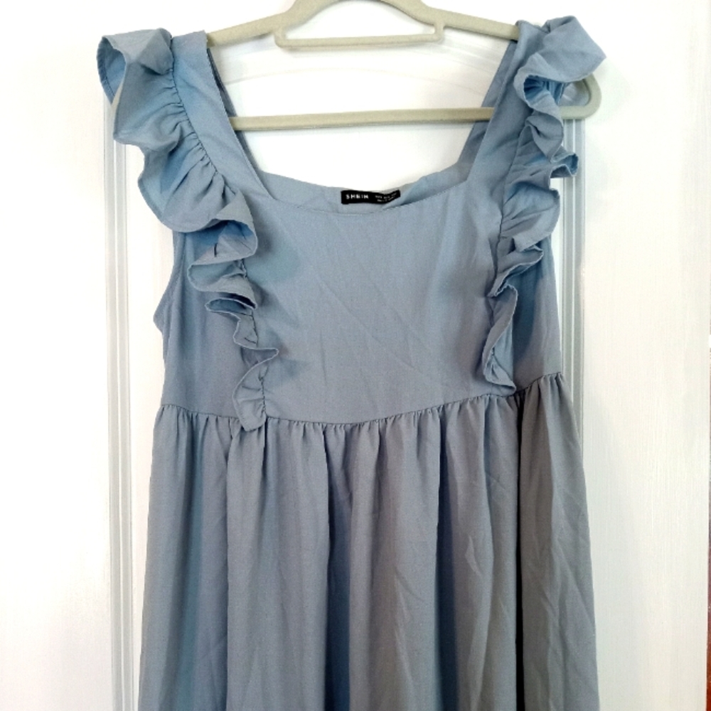 SheIn dress. Soft blue. Size medium 6. Ruffles.